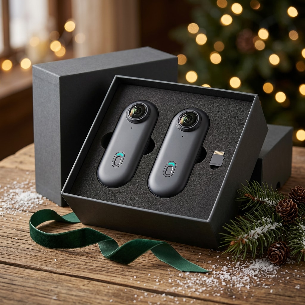 Two Alpyn cameras in a gift box with a memory card